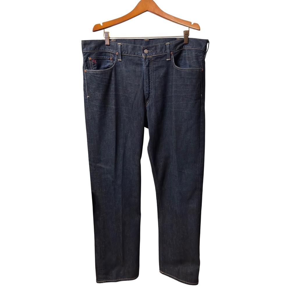 New Polo Ralph Lauren Jeans Mens 38/32 Dark Indigo Blue Excellent Straight Leg - Picture 1 of 9